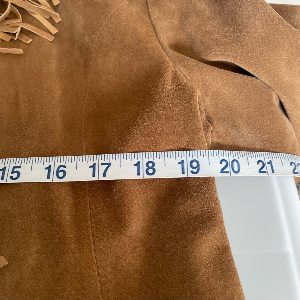 The Last Best Place Tan Suede Fringe Jacket Vintage Beauty Size Medium Festival - Picture 11 of 12
